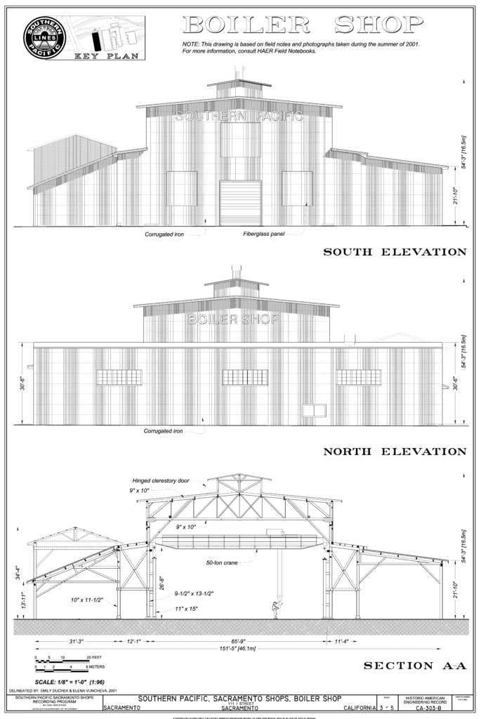 Southern Pacific Sacramento Shops north south elevations
