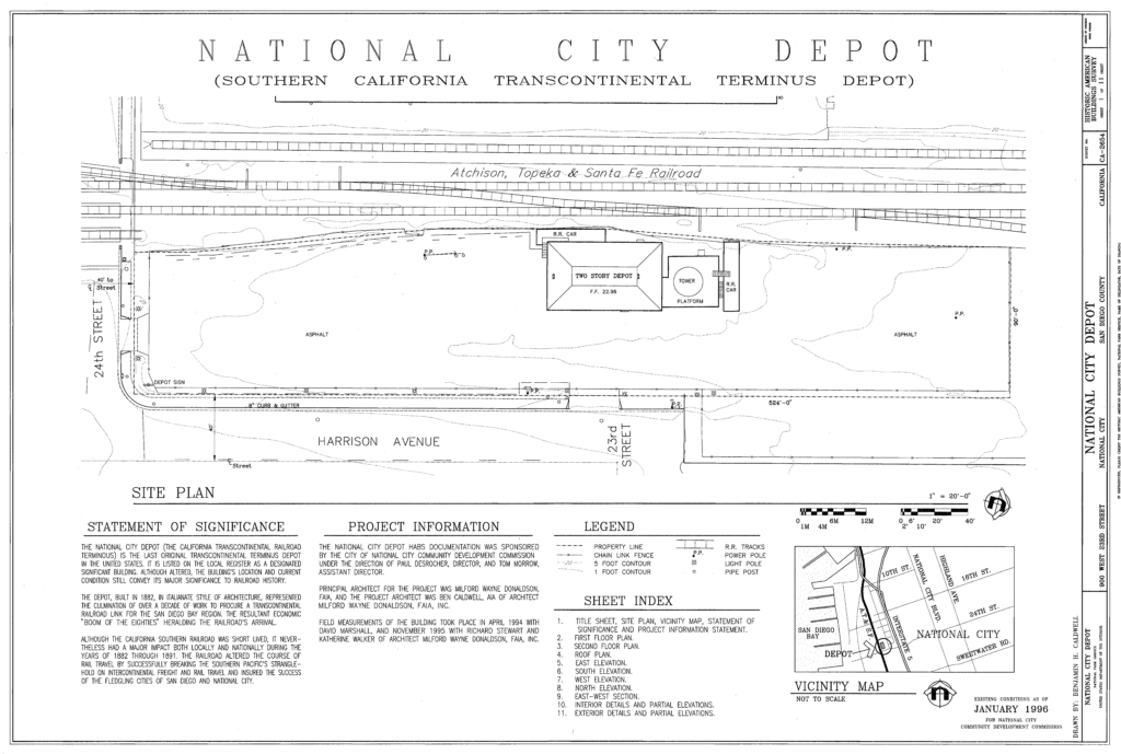 California Southern Railroad terminus depot site plan, before renovations