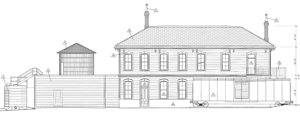 California Southern transcontinental terminus depot west elevation plan National City California