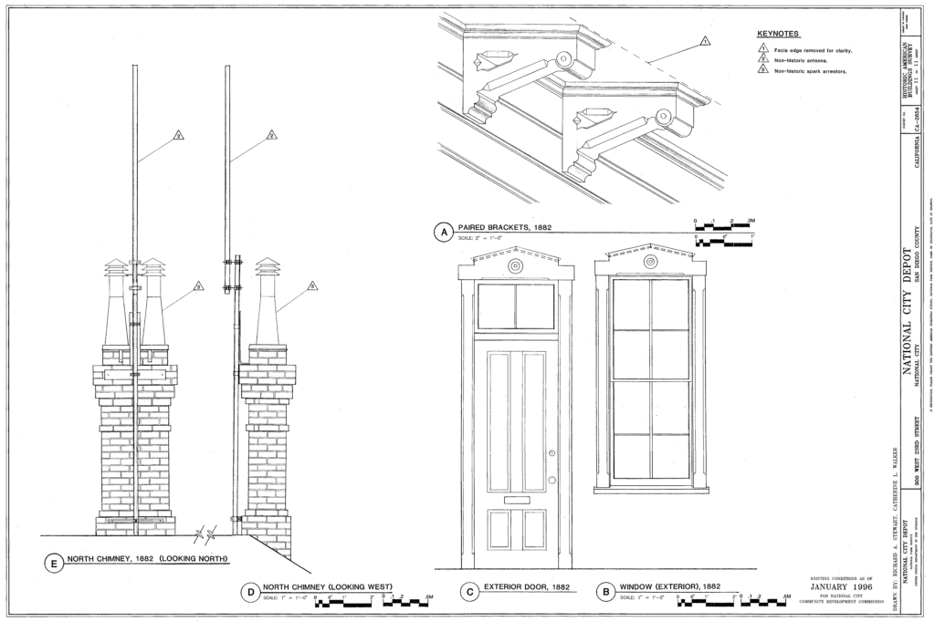 California Southern Railroad terminus depot detail plan, typical for 1882