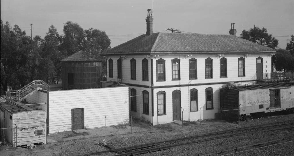 California Southern Railroad terminus depot northwest corner looking southeast, before renovations